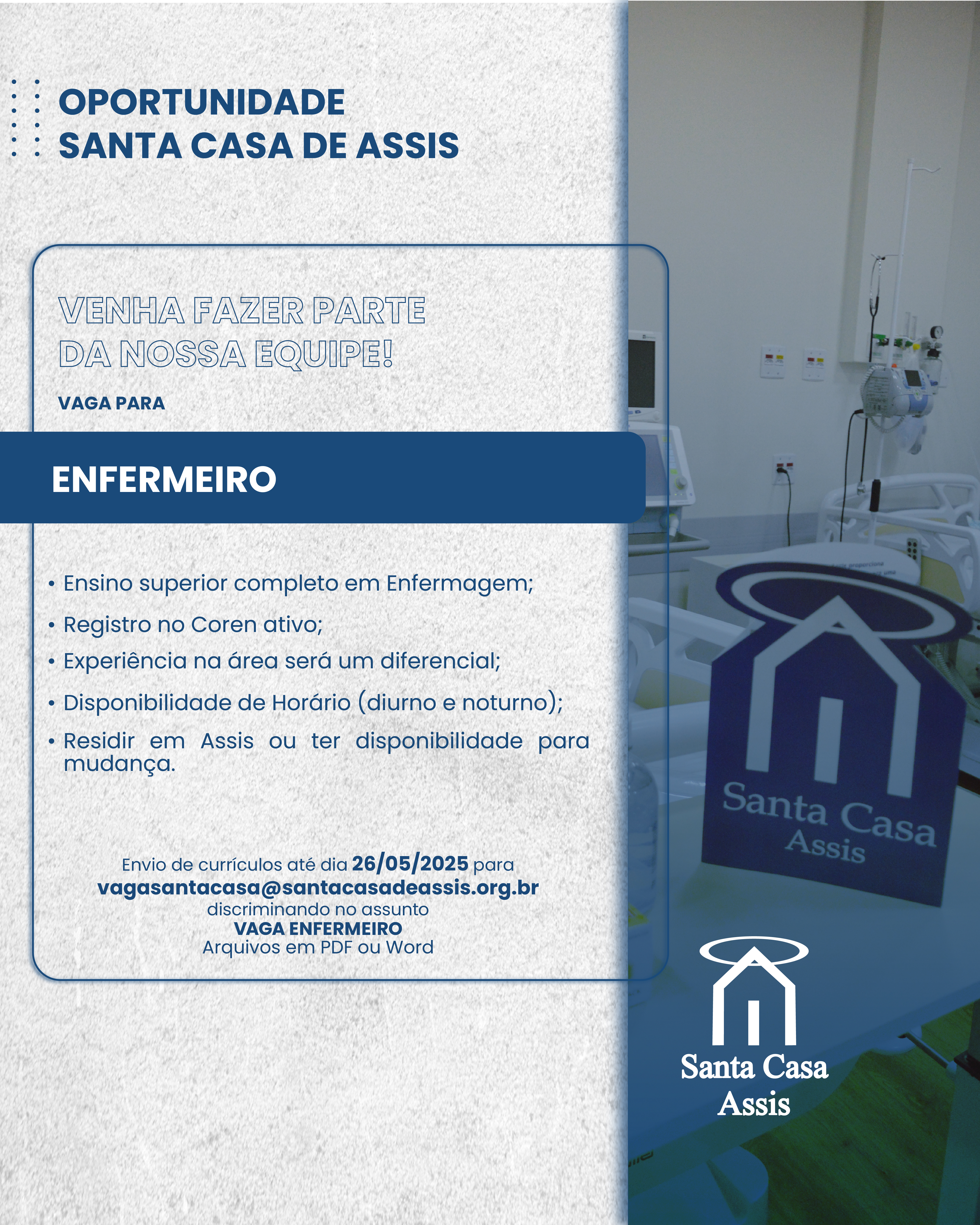 OPORTUNIDADE SANTA CASA DE ASSIS - ENFERMEIRO