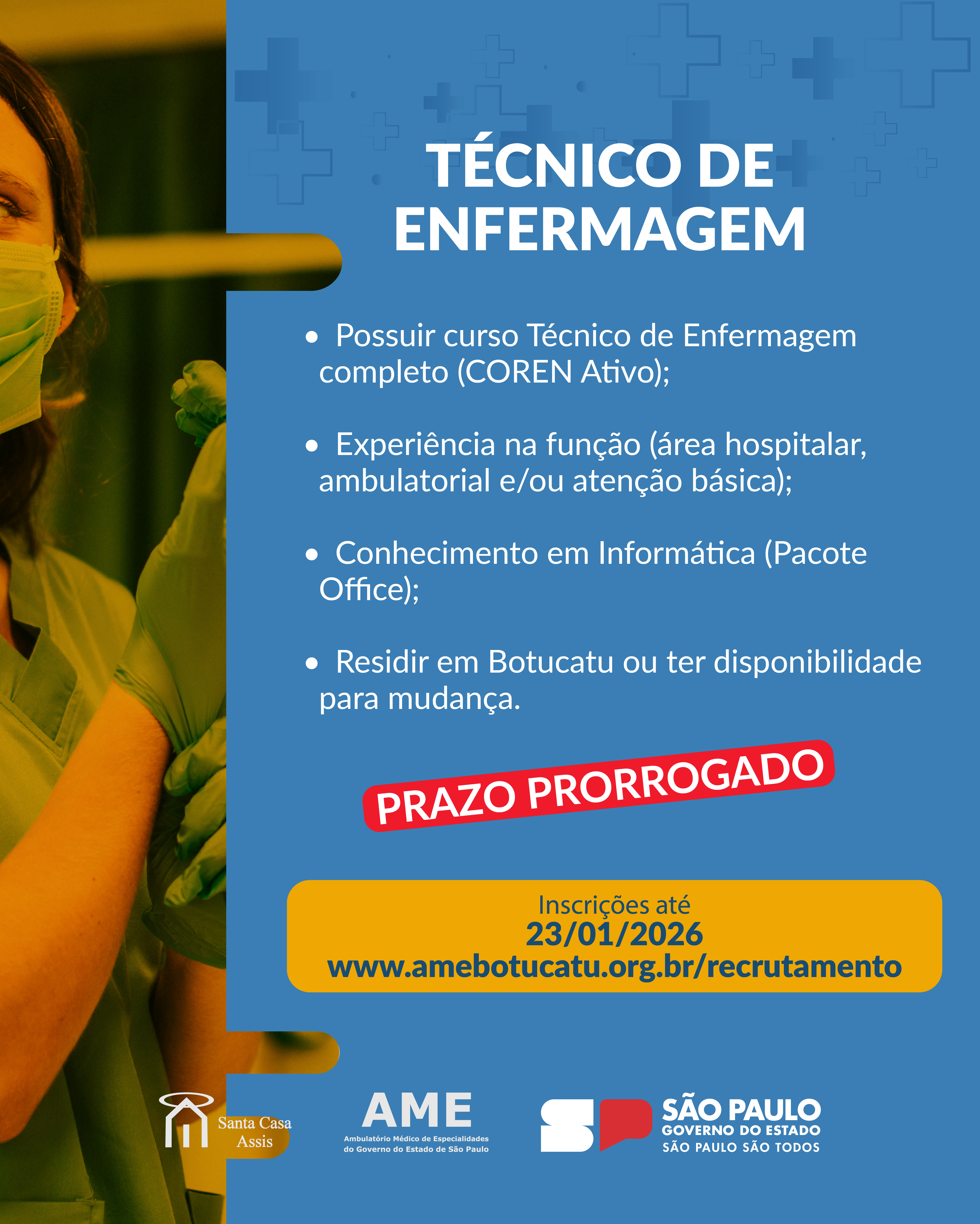 OPORTUNIDADE AME BOTUCATU - TÉCNICO DE ENFERMAGEM
